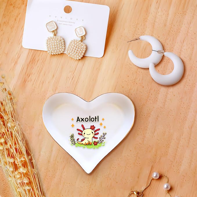 Axolotl Ring Holder Dish Tray, Gifts For Women Teens Girls, Axolotl Lovers Themed Stuff Accessories Things Decor Merch, Home Room Ring Earrings Necklace Organizer Holder!
