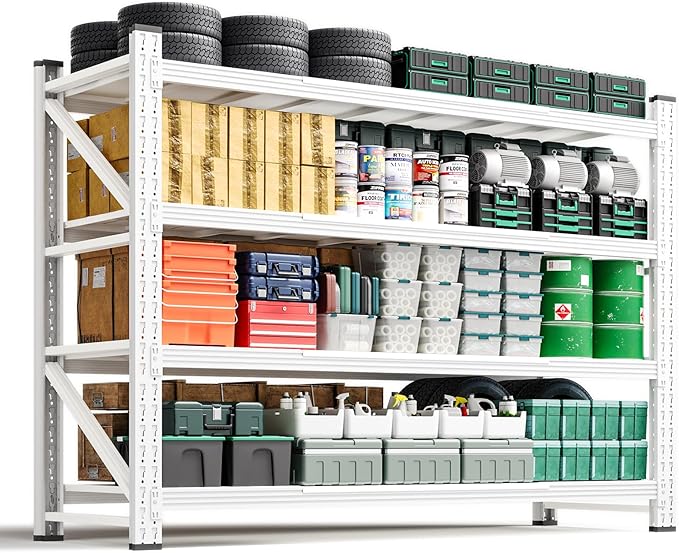 Letaya 4000LBS Storage Shelves Heavy Duty,60" W Garage Shelving Units, 4 Tier Adjustable Utility Rack Shelf,Large Metal Industrial Shelves,for Shop,Warehouse,Basement (60" W x 24" D x 70" H)