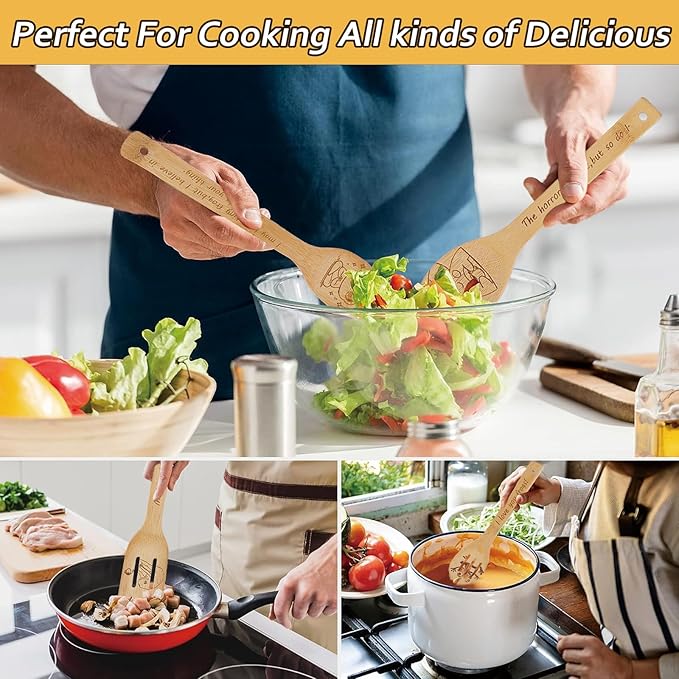 5PCS Frog Wooden Cooking Spoons Kitchen Decor Frog Gifts for Women Men Frog Lovers Birthday Gifts Party Favors Housewarming Wedding Bamboo Cooking Spoons for Everyday Use