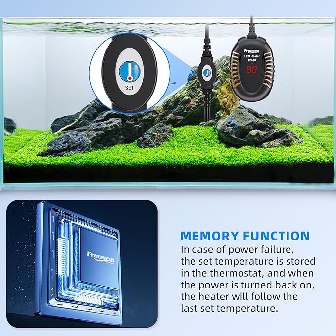 FREESEA Aquarium Fish Tank Heater: 75W Small Submersible Turtle Heater with Adjustable Temperature External Controller for Betta | Saltwater | Freshwater | 5-15 Gallon