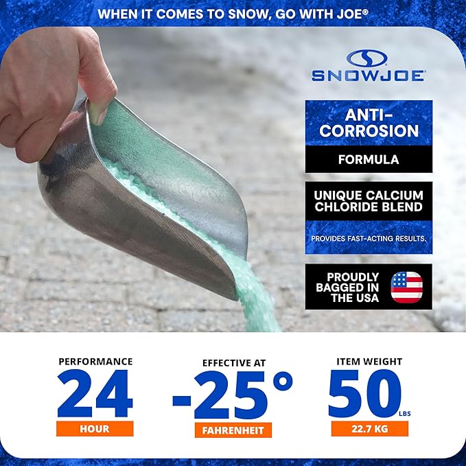 Blue Heat Snow & Ice Melter, Heat-Generating Pellets, Non-Staining Melt, 50 Lb Bag - Ice Remover for Driveway, Concrete, Sidewalk, and Outdoor Spaces