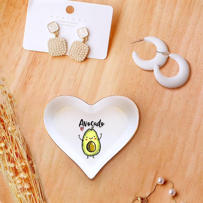 Avocado Ring Holder Dish Tray, Gifts For Women Teens Girls, Avocado Lovers Themed Stuff Accessories Things Decor Merch, Home Room Ring Earrings Necklace Organizer Holder!