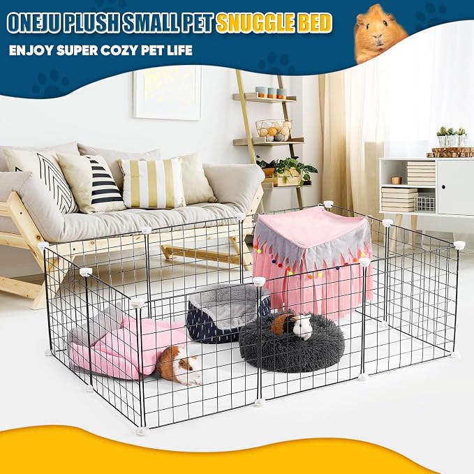 Plush Guinea Pig Bed - Plush Guinea Pig Hideout, Removable Cushioned Pillow, Super Cozy, Ideal Burrowing Bed for Small Pets, Dark Gray