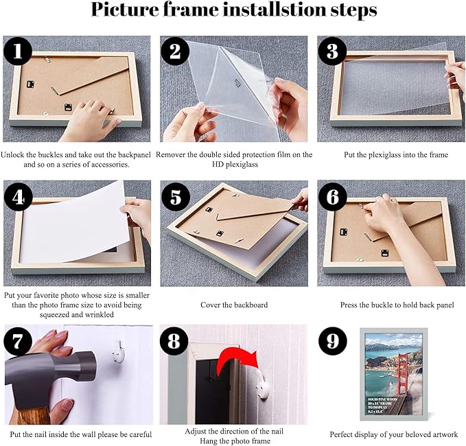 10x14 inch Wood Picture Frames for Wall Hanging,Diamond Painting Frames Rectangle Baby Scan Picture Frame for Family Walls Decoration,Anniversary,Wedding,Christmas,Halloween,Shower,Certificate (Gray)