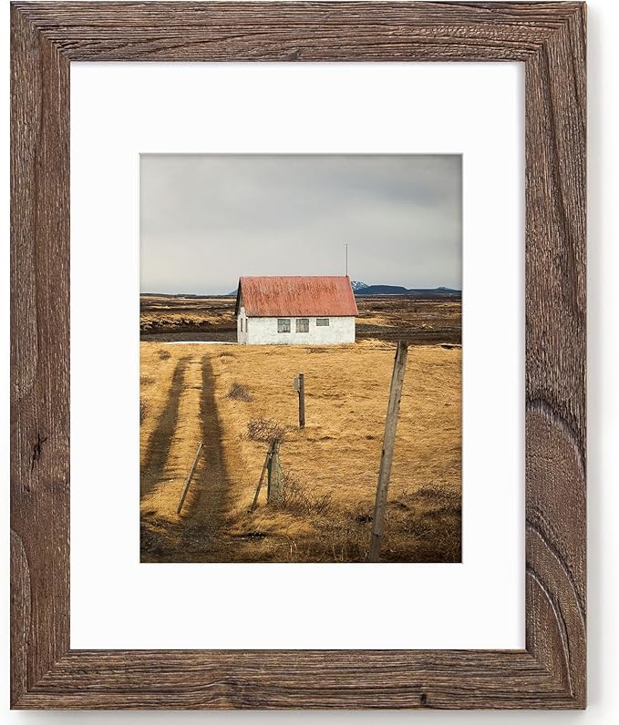 Fun Memories 11x14 Picture Frame-Real Tempered Glass, Rustic Wooden Photo Frames 11 x 14, Display Pictures 8x10 with Mat or 11"x14" Without Mat, 11 x14 Picture Frame for Wall Mounted, Walnut, 1 Pack