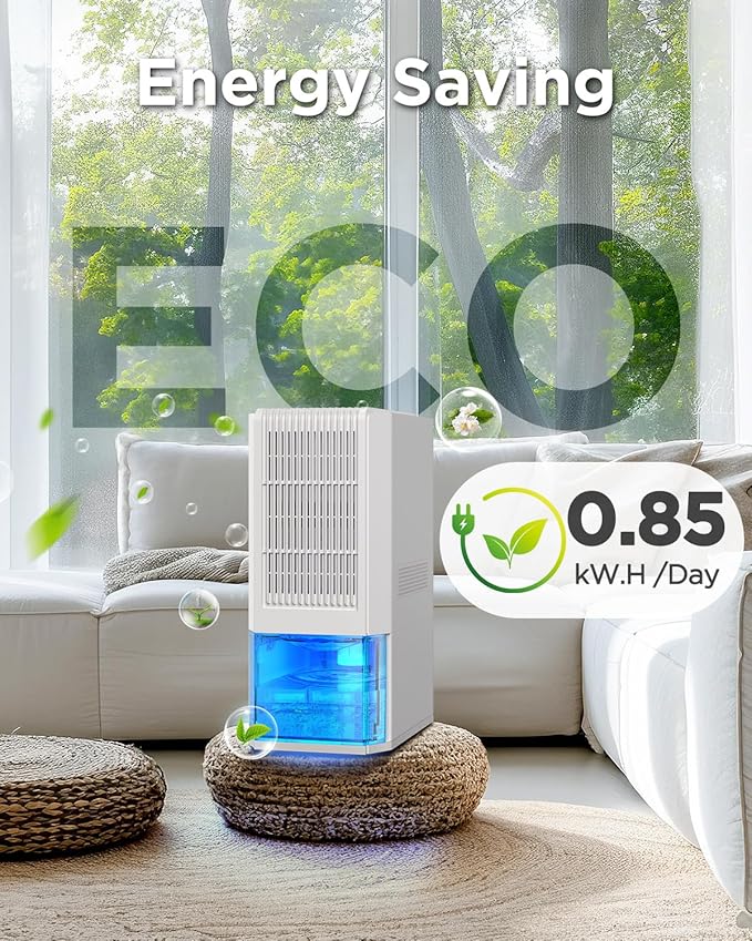 EasyAcc Dehumidifier for Home, 2025 Dehumidifier 1300ml/Day Energy Efficient Quiet Dehumidifiers for Bathroom Bedroom Basement RV Closet, Auto Defrost & Shut Off, 68 OZ Water Tank, 7 Color Lights