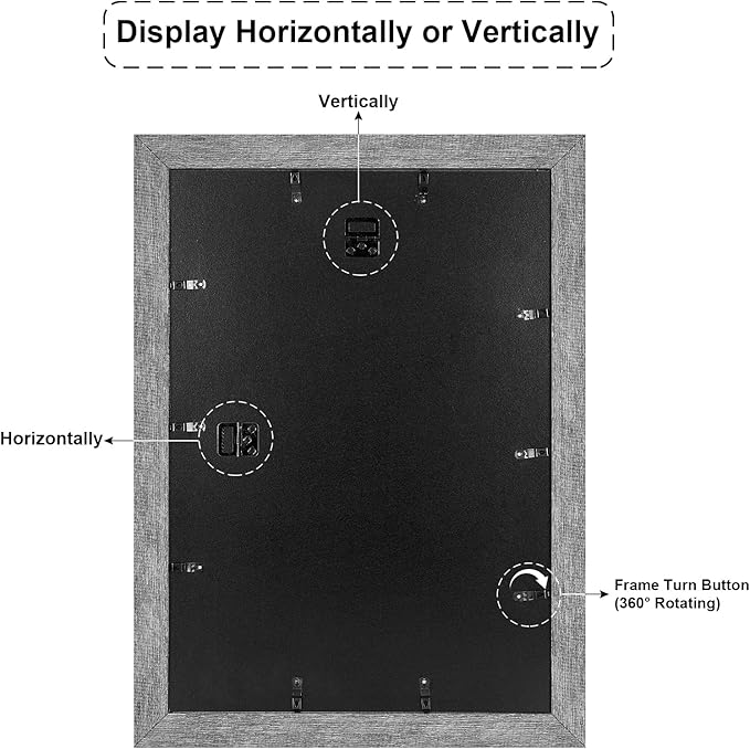 13.5x19.5 Picture Frame Display 9 opening 4X6 Picture Frame Collage,Multi Photo Frame with Mat,Plexiglass,Wall or Tabletop Decor,Grey Wood Grain