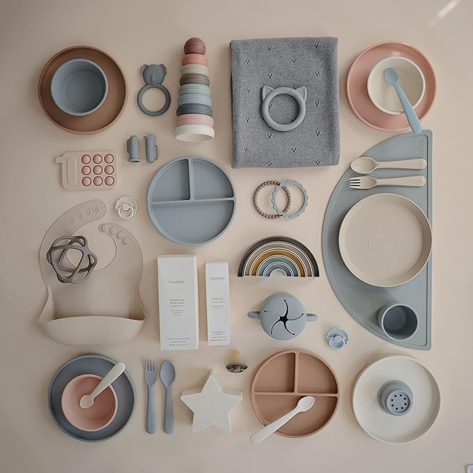 mushie Silicone Suction Plate | BPA-Free Non-Slip Design (Powder Blue)