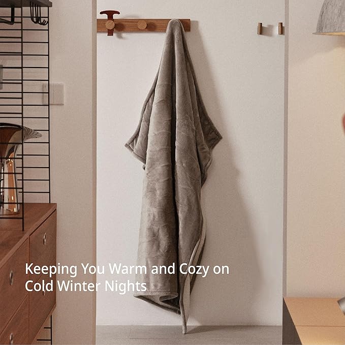 GOTCOZY Heated Throw Blanket, 50''X60'' - Soft Silky Plush Electric Blanket with 4 Heating Levels & 3 Hour Auto Off, ETL Certified, Machine Washable (Grey)