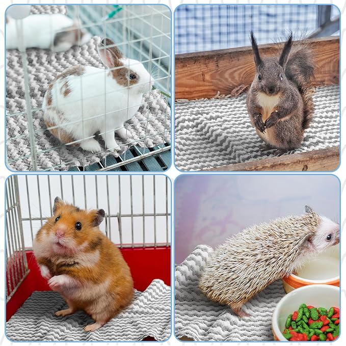 Hahafelt 5 Pcs Waterproof Guinea Pig Fleece Bedding Blankets Absorbent Guinea Pig Cage Liner Washable Small Animal Pee Pad Reusable Pet Blanket Wash Cloth Bedding Mat Pad(Gray,18 x 24 Inch)
