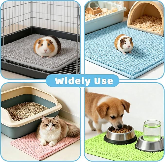 Guinea Pig Cage Liner, 8 Pcs, 16x12 Inch, 4 Colors | Washable & Reusable, Fleece Bedding Pee Pads, High Absorbent, Non-Slip, For Rabbit Bunny Hamster Chinchilla