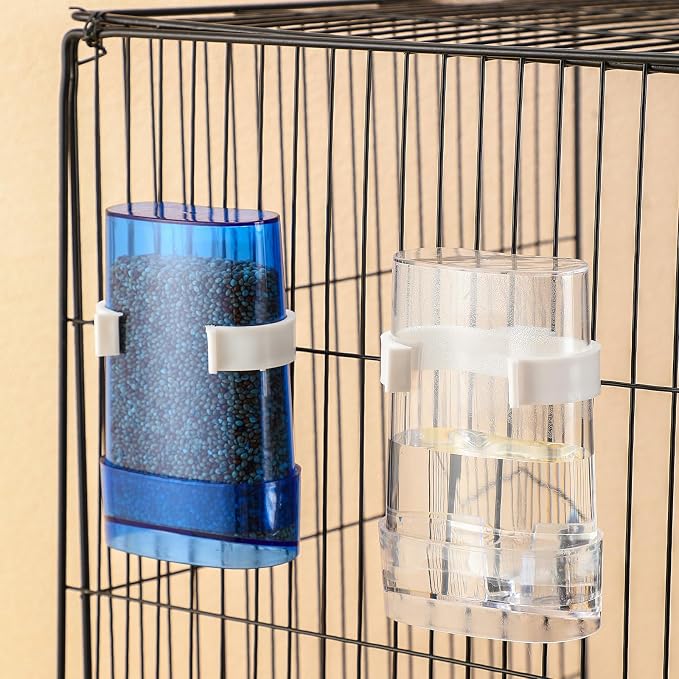 Yaomiao 4 Pcs No Mess Small Bird Feeders Automatic Parakeet Water Dispenser Clear Quail Feeder and Watered Cage Accessories for Small and Medium Parakeet Cockatiel Canary(Water Dispenser,Multicolor)