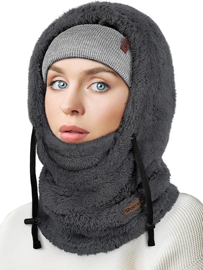 Ski Mask Fleece Balaclava, Windproof Face Mask Winter Warm Neck Cover Hat Hood for Men Women