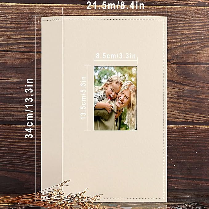 Ywlake Photo Album 4x6 300 Pockets, Leather Photo Albums Holds 300 Horizontal Only Pictures Beige