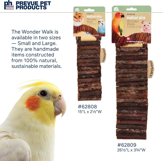 Prevue Pet Products Natural Large Wonder Walk Bird & Small Animal Ladder | Wooden Cage Accessories for Climbing, Exercise, Hanging Activity Bridge for Birds, Hamsters, Gerbils & Mice