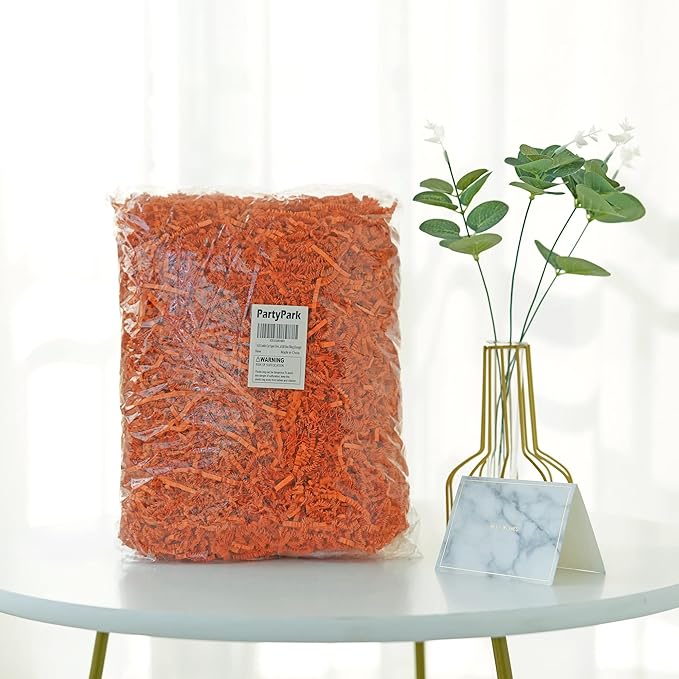 Bobobag - 1LB Crinkle Cut Paper Shred Filler Recyclable Gift Wrap Confetti Raffia Grass Shred Paper for Easter Baskets Filler Creative Eggs Decor(Orange)