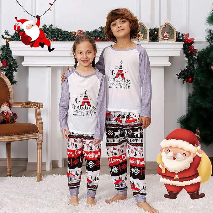 Matching Family Christmas Pajamas Sets, Holiday PJs with Top and Pants, Cute 2 Piece Sleepwear for Couples/Women/Men