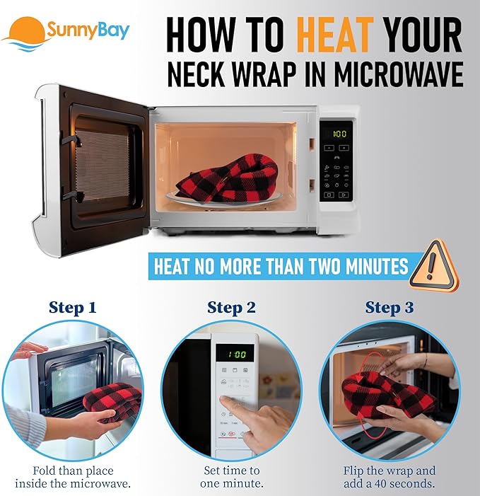 SunnyBay Microwave Heating Pad, Microwavable Heated Neck and Shoulder Wrap, Moist and Weighted Hands-Free Beanbag Pack with Wide Neck Coverage, 2.5 lbs, 26 Inches Long-Length, Made in USA, Buffalo