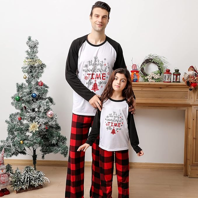 ANGELGGH Matching Christmas Pajamas for Family, Cute Vacation PJs Sets for Couples/Women/Men, Xmas 2 Piece Jammies Sleepwear