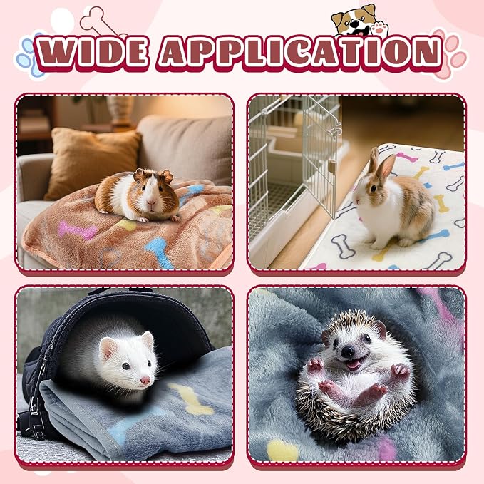 YedsIntu 6 Pcs Washable Guinea Pig Blankets Absorbent Small Animal Fleece Bedding Cage Liners Reusable Pet Pee Pad Sleep Mat Pad Cover for Hamster Ferret Rabbit Chinchilla Hedgehog (Grey, 16" x 24")