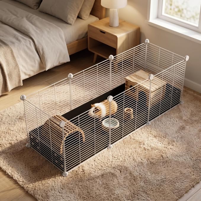 STILLCOVE 2Pcs Guinea Pig Cage Liner, Foldable Corrugated Plastic Base Tray | 2 x 3 Panel Size Bottom, Rabbit Bunny Pee Pads, Bird Mat, Small Animals Chinchilla Ferret Rat Hedgehog Hamster Mouse Squirrel
