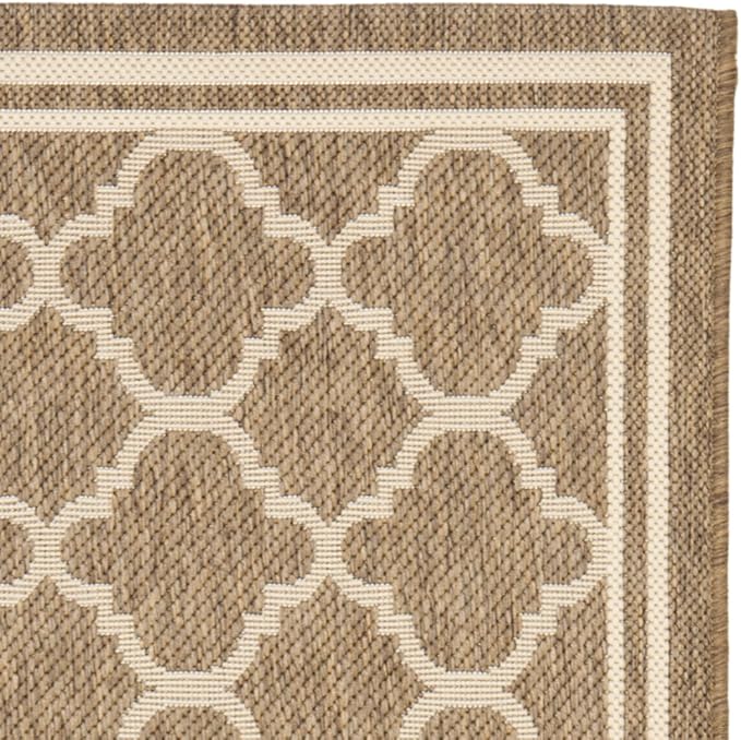 SAFAVIEH Washable Rug Outdoor Courtyard Collection - 2'3" x 6'7" Runner, Brown & Bone, Non-Shedding & Easy Cleaning, Ideal for Patio, Entryway, Mudroom, Hallway, Kitchen (CY6918-242)