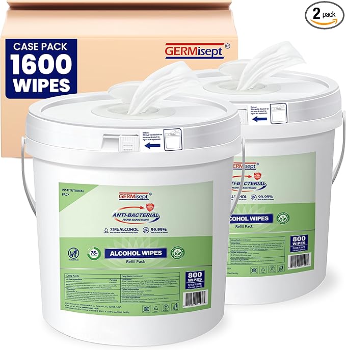 [Bulk 1600-Count] Hand Sanitizing Wipes - With Bucket Dispenser | 800 Count (Pack of 2) Keeping It Clean - 75% Alcohol Wipes In Easy Dispensing - Enriched With Aloe Vera Disposable Wipes