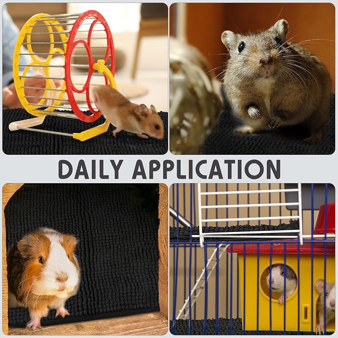 Amylove 4 Pcs Guinea Pig Cage Liner 16 x 24 Inch Washable Chenille Pee Pads Pet Dog Cat Bedding Training Mat Reusable for Small Animals Puppy Bunny Hamster Chinchilla