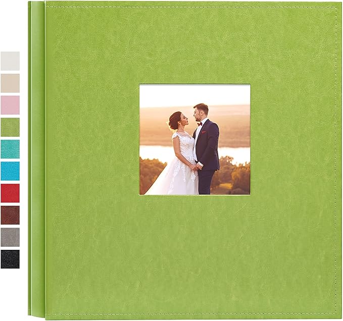 potricher Photo Album 4x6 600 Photos Leather Cover Large Capacity Picture Albums with 600 Horizontal and Vertical Pockets for Family Wedding Anniversary and Baby (Green)