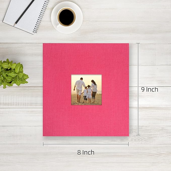 potricher Small Photo Album 4x6 200 Photos Linen Cover Picture Photo Book for Family Wedding Anniversary Baby Vacation (Rose Red,200 Pockets)