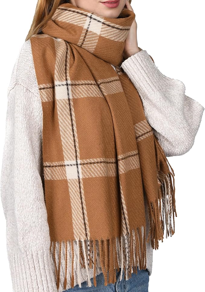 FURTALK Winter Scarf for Women Shawl Soft Tassel Plaid Large Oversized Scarves Wraps