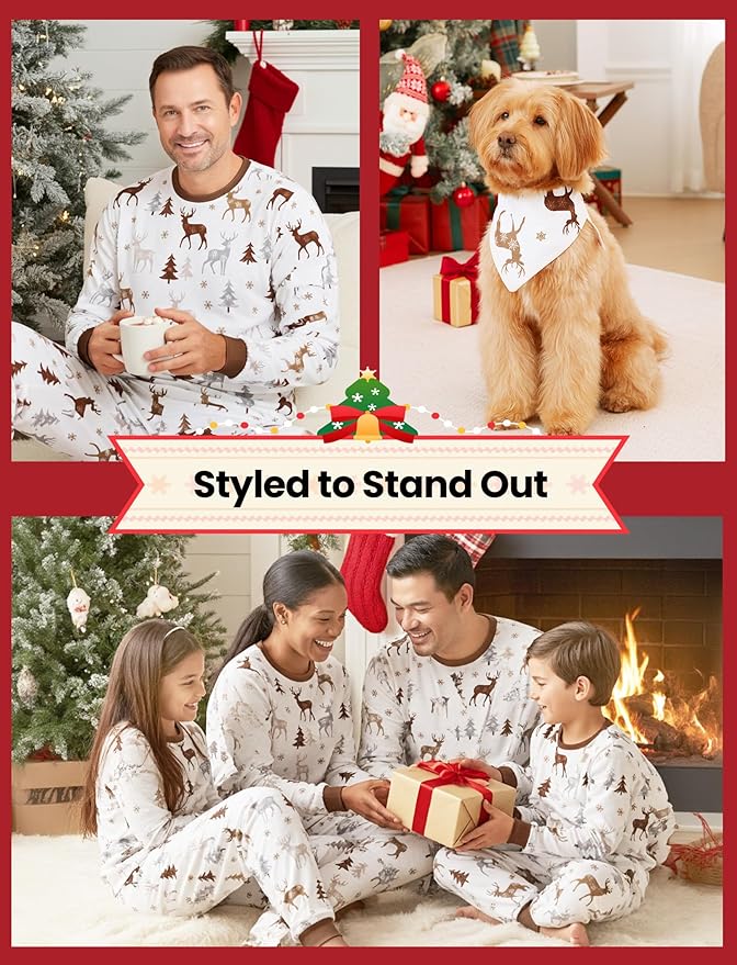PATPAT Christmas Family Matching Pajama Sets Includes Christmas Socks - Perfect for Family Photos & Holiday Celebrations