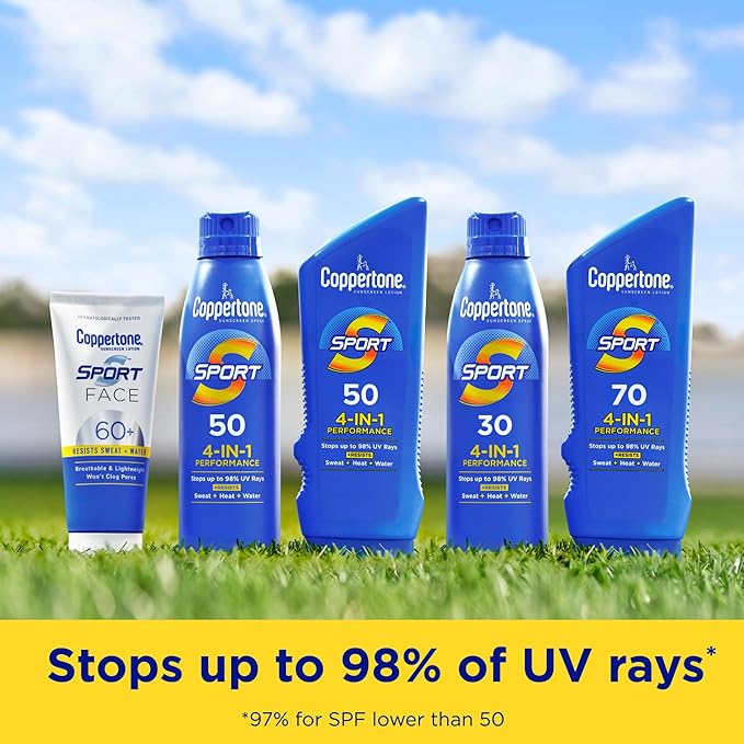 Coppertone Sport SPF 30 Sunscreen Spray, Body Sunscreen, Water Resistant Spray Sunscreen, 5.5 Oz, Pack of 2 (Packaging May Vary)