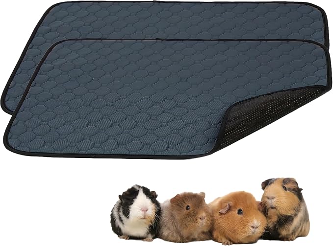 2 Pack Guinea Pig Cage Liners - Washable Guinea Pig Pee Pads, Waterproof Reusable & Anti Slip Guinea Pig Bedding Fast and Super Absorbent Pee Pad for Small Animals Rabbit Hamster Rat