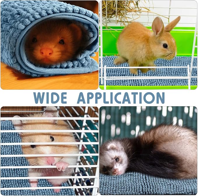 Amylove 4 Pcs Guinea Pig Cage Liner 16 x 24 Inch Washable Chenille Pee Pads Pet Dog Cat Bedding Training Mat Reusable for Small Animals Puppy Bunny Hamster Chinchilla