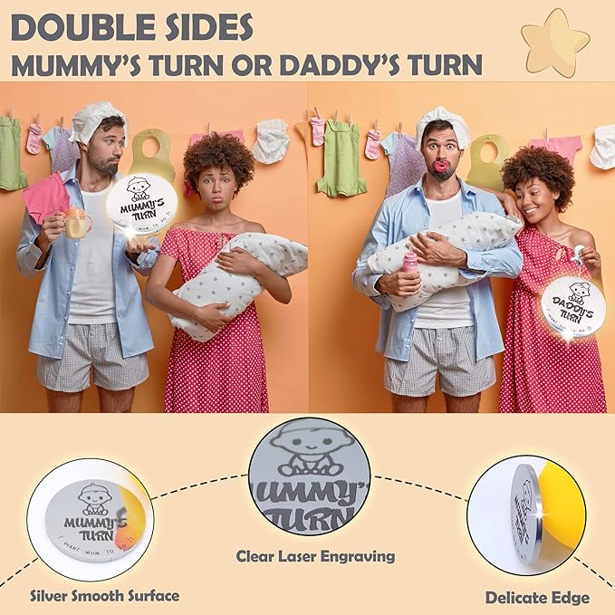 New Baby Gifts for New Parents Mom Daddy Funny Double-Sided Silver Decision Coin with Handmade Wooden Box Pregnant Gifts for First Time Moms Keepsake for Baby Memory