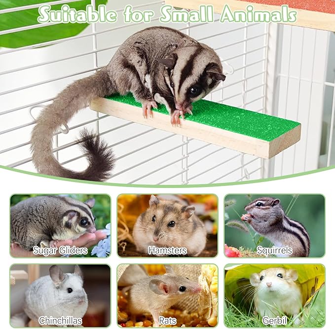 BNOSDM Sugar Glider Toys Wood 6 Pcs Hamster Climbing Cage Steps with Colorful Sand Sharpening Claws Platform Small Animal Scratching Snadpaper for Cages Suitable for Squirrels Chinchillas Rats