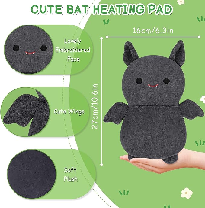 Bat Microwavable Heating Pad for Kid and Women, Plush Animal Microwave Heating Pad for Cramps & Period Pain Relief, Lavender Scented Heated Pad for Neck Knee Pain, Warmer Pad for Birthday Mother's Day