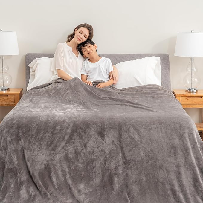 Berkshire Blanket VelvetLoft Big Oversized King Family Blanket, All Season Mid-Weight Ultra Silky and Fuzzy, Seamless Extra Large(Charcoal Gray, 120x120 Inches)
