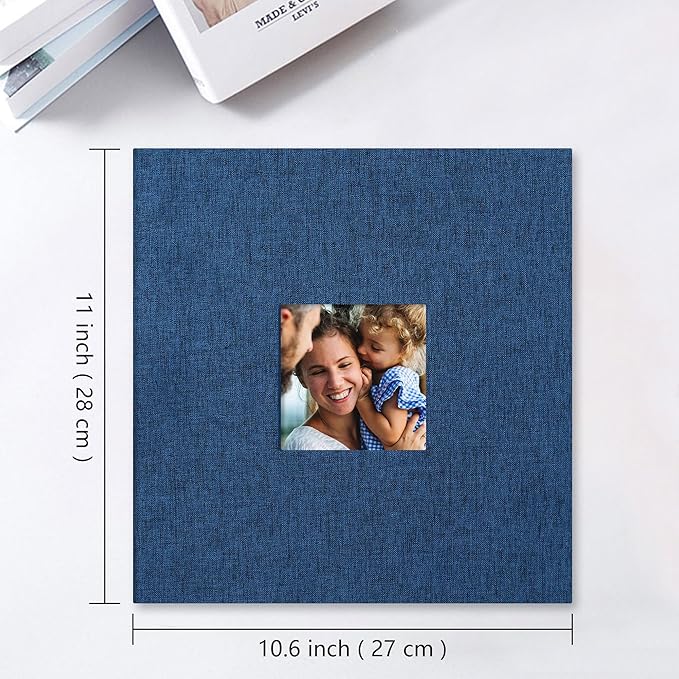Vienrose Large Photo Album Self Adhesive for 4x6 8x10 Pictures Linen Scrapbook Album DIY 60 Blank Pages with A Metallic Pen