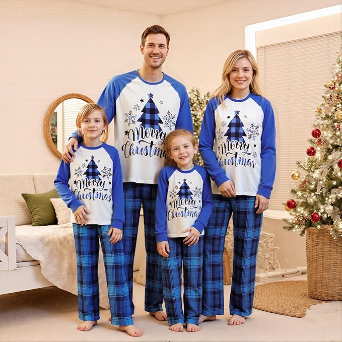 Matching Family Christmas Pajamas Set Elk/Tree/Plaid Holiday Sleepwear Xmas Family Jammies
