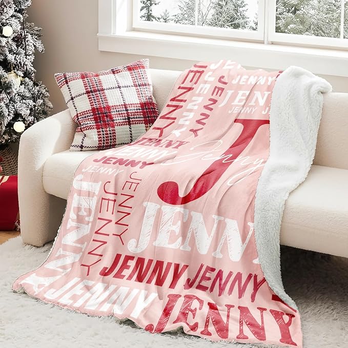 Personalized Blankets for Teen Boys Girls - Printed in USA Custom Blanket with Kid Names Reversible Plush Ultra-Soft Sherpa Fleece Monogrammed Baby Throw Blankets Customized Birthday Gifts for Adults