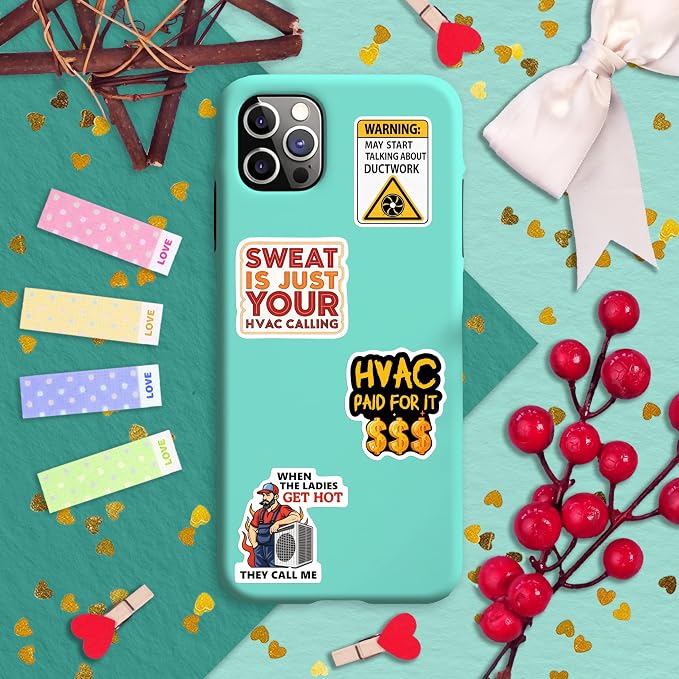 100Pcs HVAC Stickers Hard Hat, Water Bottle, Laptop – HVAC Toolbox Decals – Air Conditioning Stickers - Funny Hard Hat Decals - Gifts for Men & Women