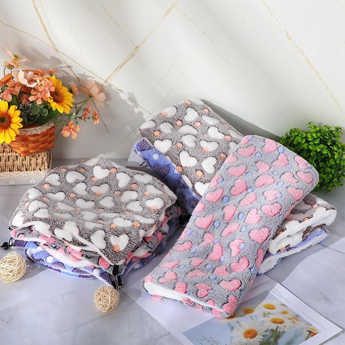 Sweetude 6 Pcs Rat Hammock Set Ferret Hanging Tunnel 3 Tier Guinea Pig Hammocks Hideout Soft Chinchilla Bed for Cage Accessories Hide,Play and Sleep(Cute,Heart)