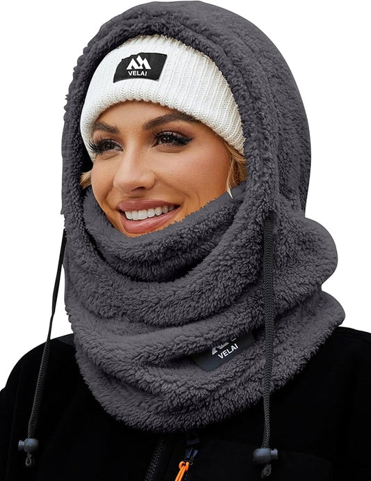 Balaclava Fleece Ski Mask for Men Women Winter Face Masks Windproof Hooded Scarf Cold Weather Hat Neck Warmer