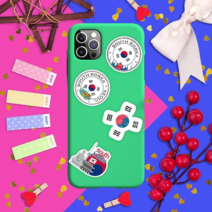 South Korea Stickers, Korean Stickers for Water Bottle & Laptop - South Korea Party Supplies & Decorations, Waterproof Vinyl Decals, Gifts for Women & Men