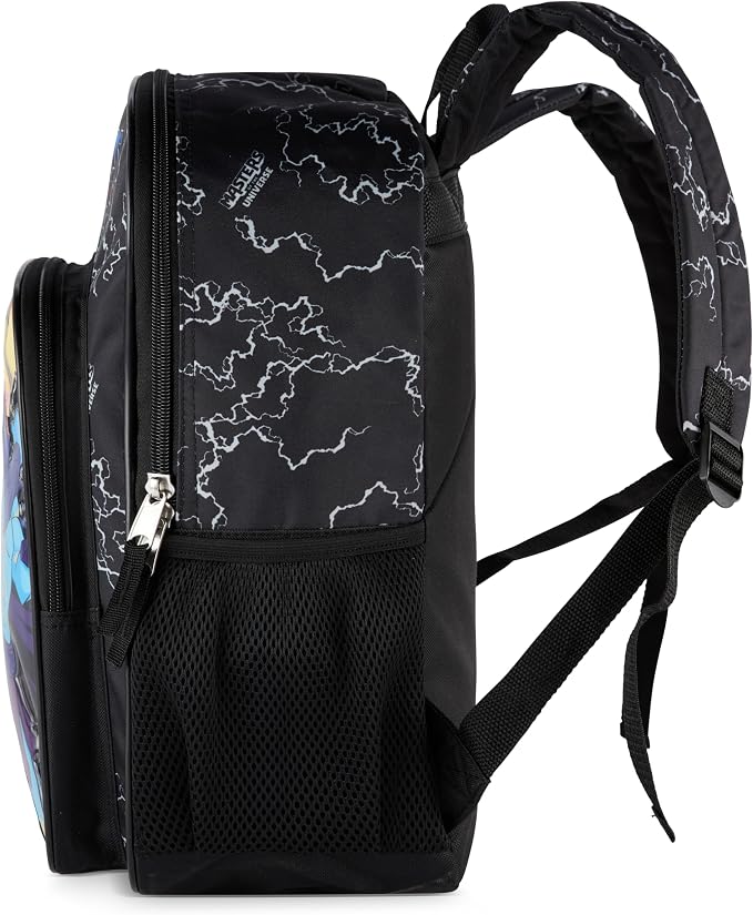 AI ACCESSORY INNOVATIONS Masters of the Universe Castle Grayskull Backpack for Kids, 16 Inch Bookbag featuring He-Man & Skeletor, Black