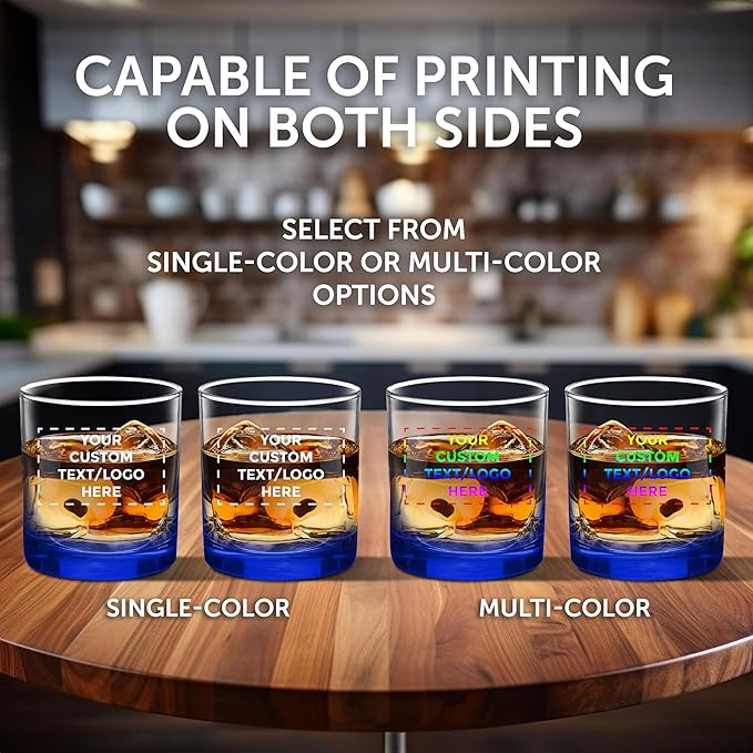 Custom Lexington Rocks Whiskey Glass 10.5 oz, Set of 48, Personalized Bulk Pack - Perfect for Scotch, Bourbon, Whiskey, Cocktail - Blue