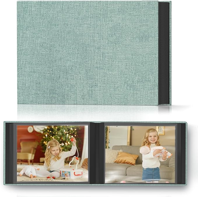 Popotop Photo Album 4x6 48 Pockets for Wedding Gifts,Linen Hardcover Picture Albums for Family Anniversary Baby Vacation Pictures