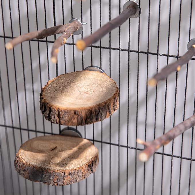 8Pcs Natural Wood Bird Perch Stand, Parrot Perch Branch & Platform for Cage | Wooden Fork Perch and Stick Accessories for Parrotlets Budgies Cockatiels Parakeets Lovebirds Cage